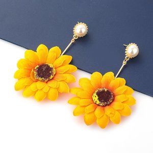 New Style Creative Fabric Sunflower Earring